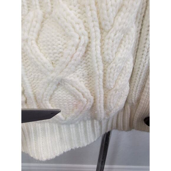 The Broadway Grandpa Cardigan Sweater Large Cable Knit Shawl Collard Fisherman - Picture 4 of 11